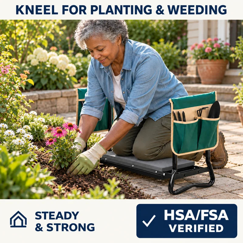 Garden Kneeler & Seat
 — Kneeling on the garden pad while planting