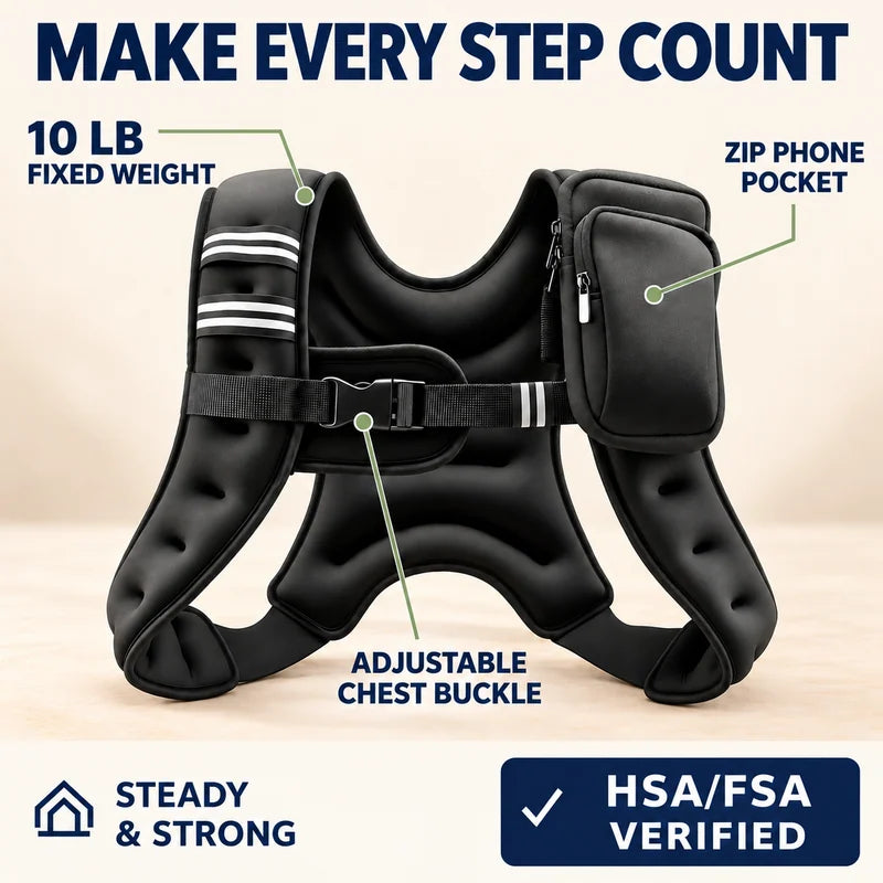 10 lb Weighted Vest
 — Labeled product features