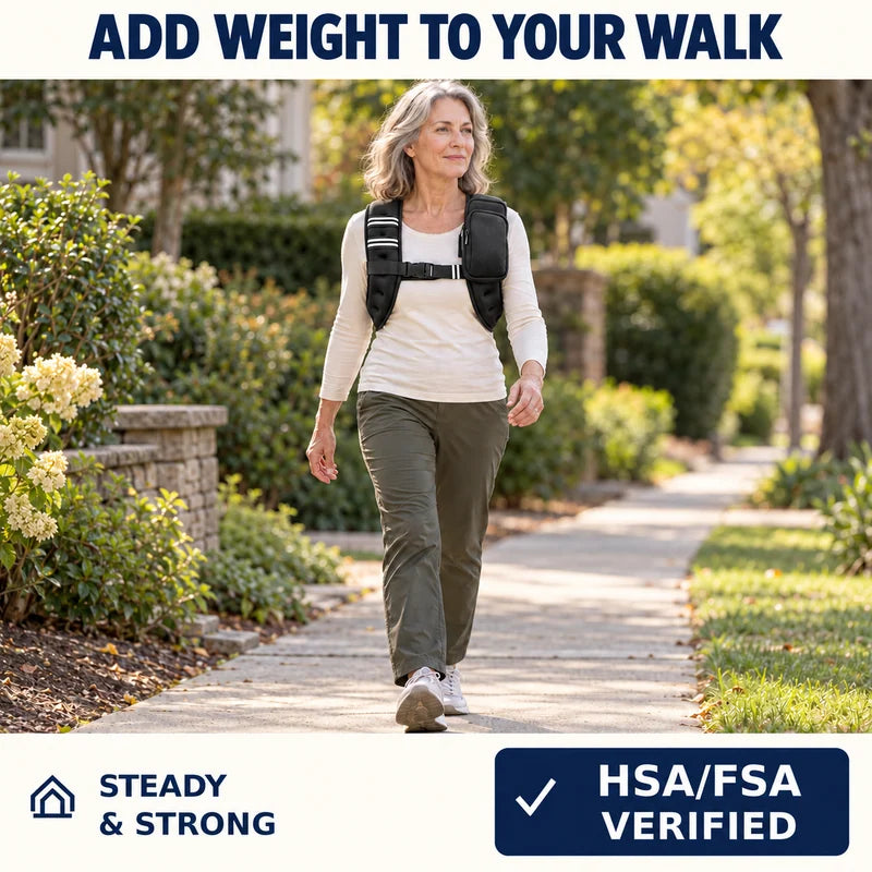 10 lb Weighted Vest
 — Walking outdoors with the weighted vest